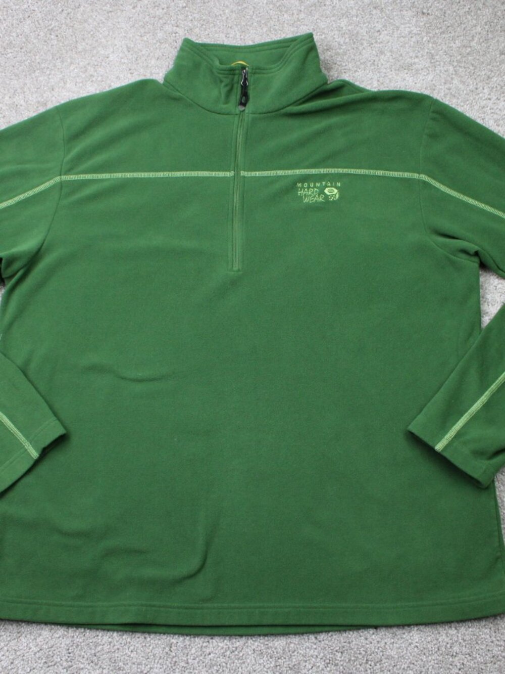 Mountain Hardwear Sweatshirt Mens XL Green Microchill Zip T Fleece 1/4 Zip L/S
